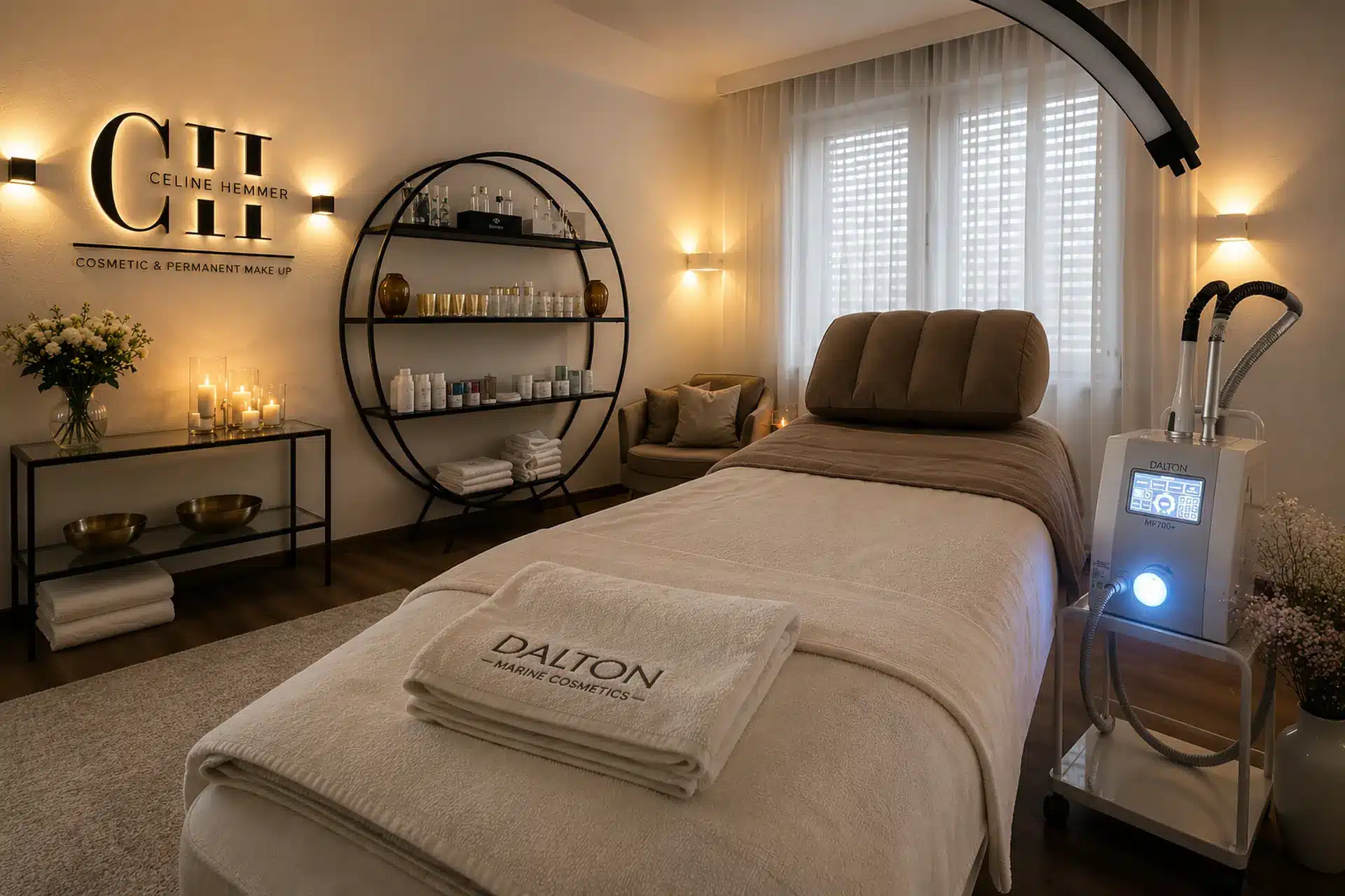 Premium Kosmetik Behandlungszimmer in Friedrichsthal Hochwertiges Kosmetikstudio mit moderner Ausstattung und Beauty-Behandlungsliege